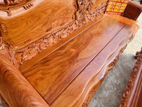 Bộ bàn ghế louis hoàng gia 5 món gỗ hương đá (Anh Phát - Đồng Nai) 17 mặt ngồi khung tranh ván liền