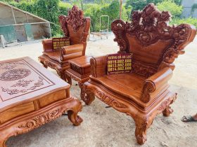 Bộ bàn ghế louis hoàng gia 5 món gỗ hương đá (Anh Phát - Đồng Nai) 21 bộ đôi ghế đơn louis gỗ hương