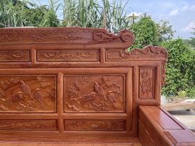 đầu vách đục hình ảnh chim và hoa phù dung