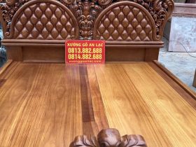 Combo 2 giường ngủ hoàng gia gõ đỏ 12 phông vách đục trám bi