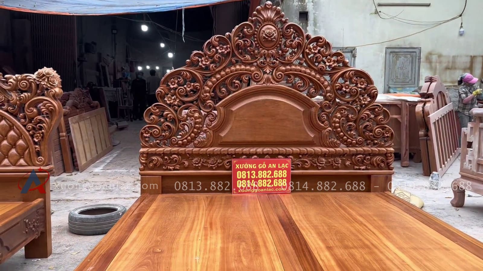 Combo 2 giường ngủ hoàng gia gõ đỏ 23 mẫu giường ngủ nữ hoàng gỗ gõ hàng tuyển
