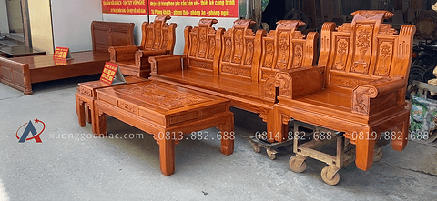 bàn ghế Âu Á gỗ hương đá cao cấp