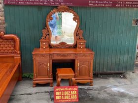 Giường ngủ hồng chim+ bàn trang điểm gỗ gõ đỏ 13 mẫu bàn trang điểm hoa hồng