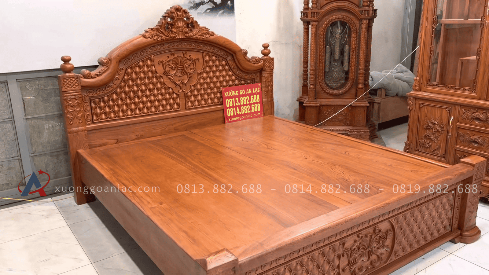 Combo giường Ngủ Louis Hoàng Gia 1m8 x 2m + tủ rượu gỗ hương đá 15 mẫu giường louis hoàng gia 1m8 x 2m