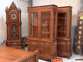 Combo giường Ngủ Louis Hoàng Gia 1m8 x 2m + tủ rượu gỗ hương đá 10 mẫu tủ rượu gỗ gõ đỏ