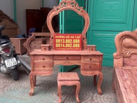 Combo Giường ngủ mẫu xoài nguyên khối + bàn trang điểm gỗ hương đá 6 mẫu bàn trang điểm gỗ hương đá