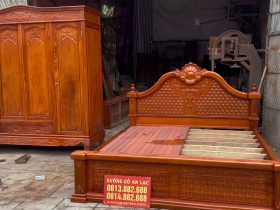 Nội thất phòng ngủ 22 combo giường ngủ và tủ quần áo gỗ gõ đỏ