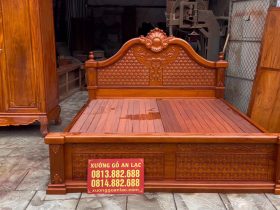 Combo giường ngủ mẫu tân cổ điển + tủ áo gỗ gõ đỏ Nam Phi 8 mẫu giường louis hoàng gia gỗ gõ
