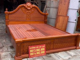 Combo giường ngủ mẫu tân cổ điển + tủ áo gỗ gõ đỏ Nam Phi 10 giường ngủ dát phản nan