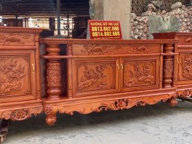 Combo Sập ngồi trọn vân + Kệ tivi + Tủ áo đục tay hàng siêu vip gỗ hương đá (Anh Cao Anh - Chương Mỹ, Hà Nội) 14 Mẫu kệ tivi cột nho con sóc
