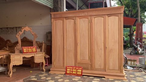 combo tủ quần áo và bàn trang điểm gỗ gõ đỏ
