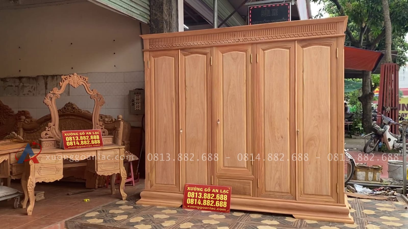 Combo tủ quần áo + bàn trang điểm gỗ gõ đỏ Nam Phi 6 combo tủ quần áo và bàn trang điểm gỗ gõ đỏ