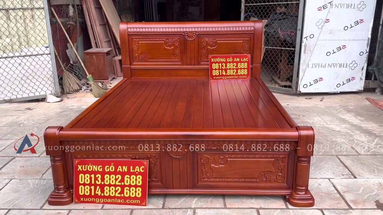 Giường ngủ chữ X gỗ gõ đỏ dát nan 1m6 x 2m 16 giường ngủ mẫu chữ x gỗ gõ đỏ nam phi