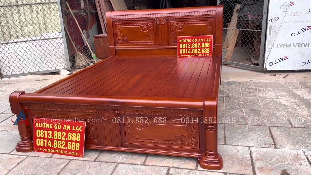 Giường ngủ chữ X gỗ gõ đỏ dát nan 1m6 x 2m 17 giường ngủ gỗ gõ đỏ