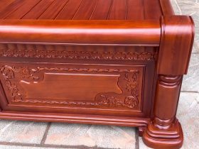 Giường ngủ chữ X gỗ gõ đỏ dát nan 1m6 x 2m 13 chân giường tiện tròn lạ mắt