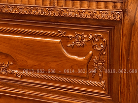Giường ngủ gỗ gõ đỏ hàng dày chắc chắn 4 đầu giường đục chữ x hoa lá tây