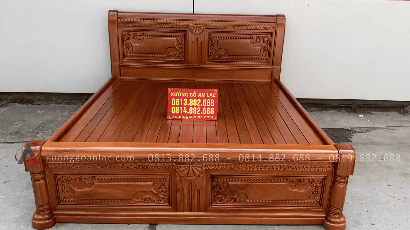 Hoàn thiện giường X màu sáng gõ 18 mẫu giường ngủ chữ x gỗ gõ đỏ hàng dày