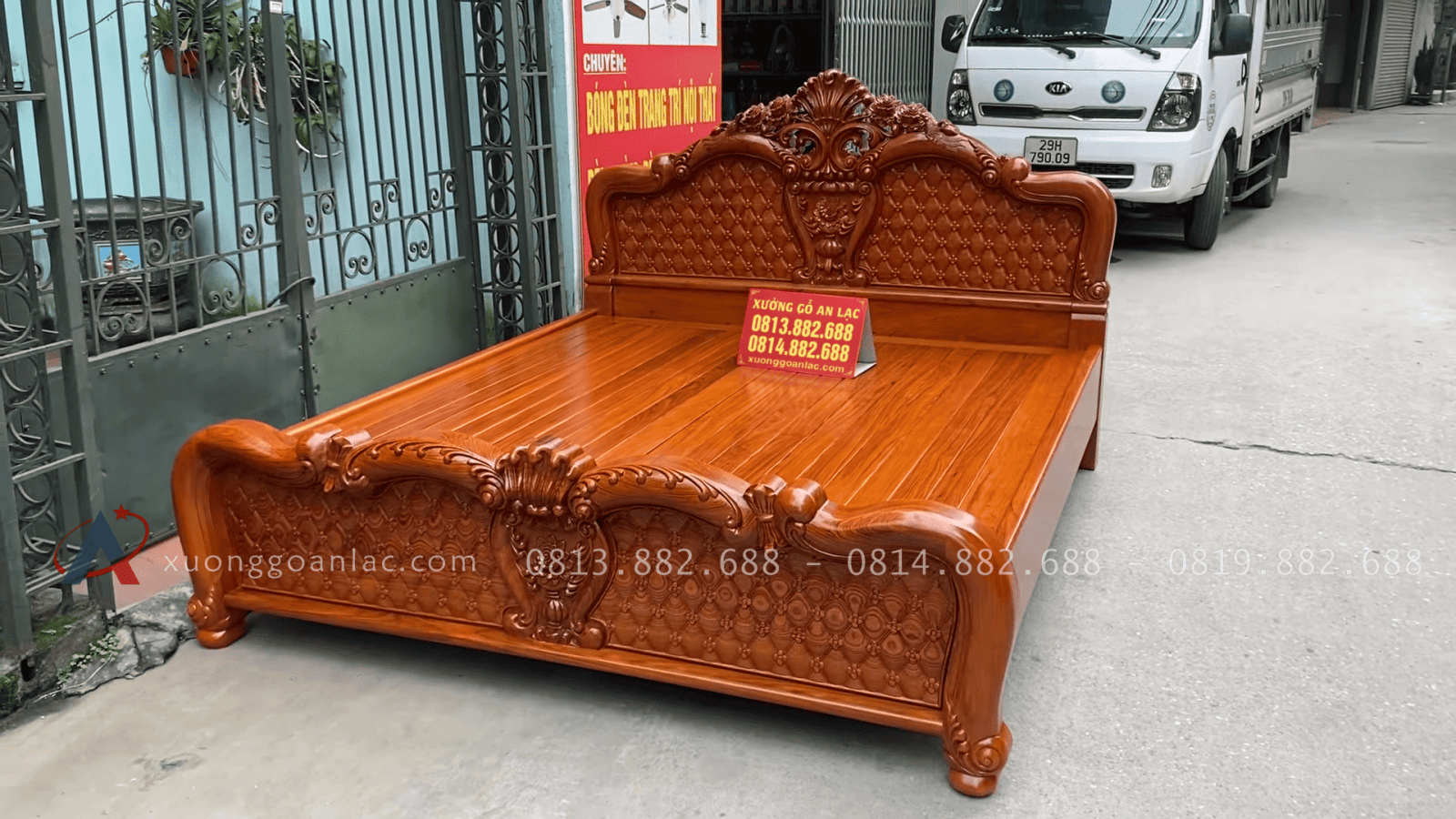 Giường louis hồng chim vòm 2 đầu đục tỉa tay 15 mẫu giường ngủ gỗ hương đá
