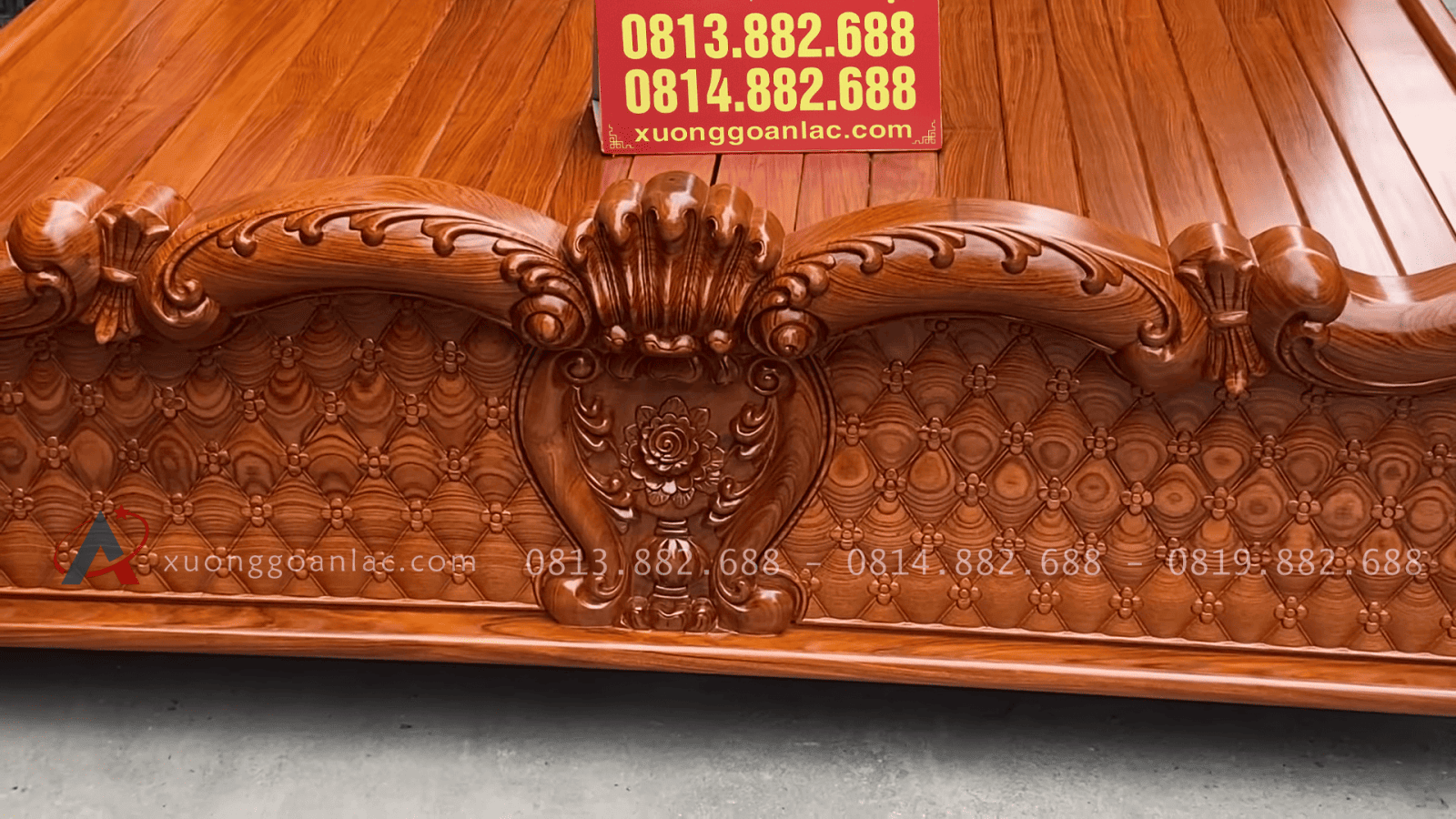 Giường louis hồng chim vòm 2 đầu đục tỉa tay 20 đuôi giường đục vòm hoa lá tây