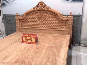 Giường cột vòm đục trám gỗ Hương Đá 2m x 2m2 13 giường ngủ dát phản tấm chắc chắn
