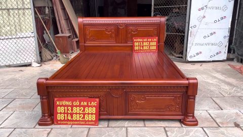mẫu giường ngủ chữ x gỗ gõ chất lượng