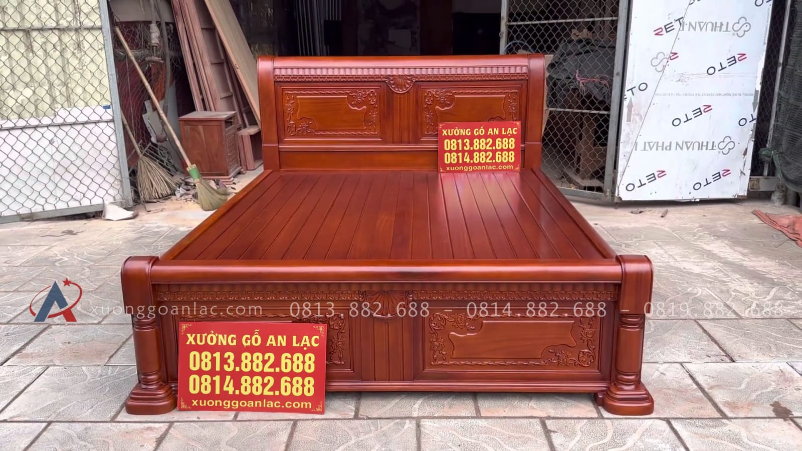 Giường ngủ chữ x gỗ Gõ sơn màu nâu Gụ 6 mẫu giường ngủ chữ x gỗ gõ chất lượng