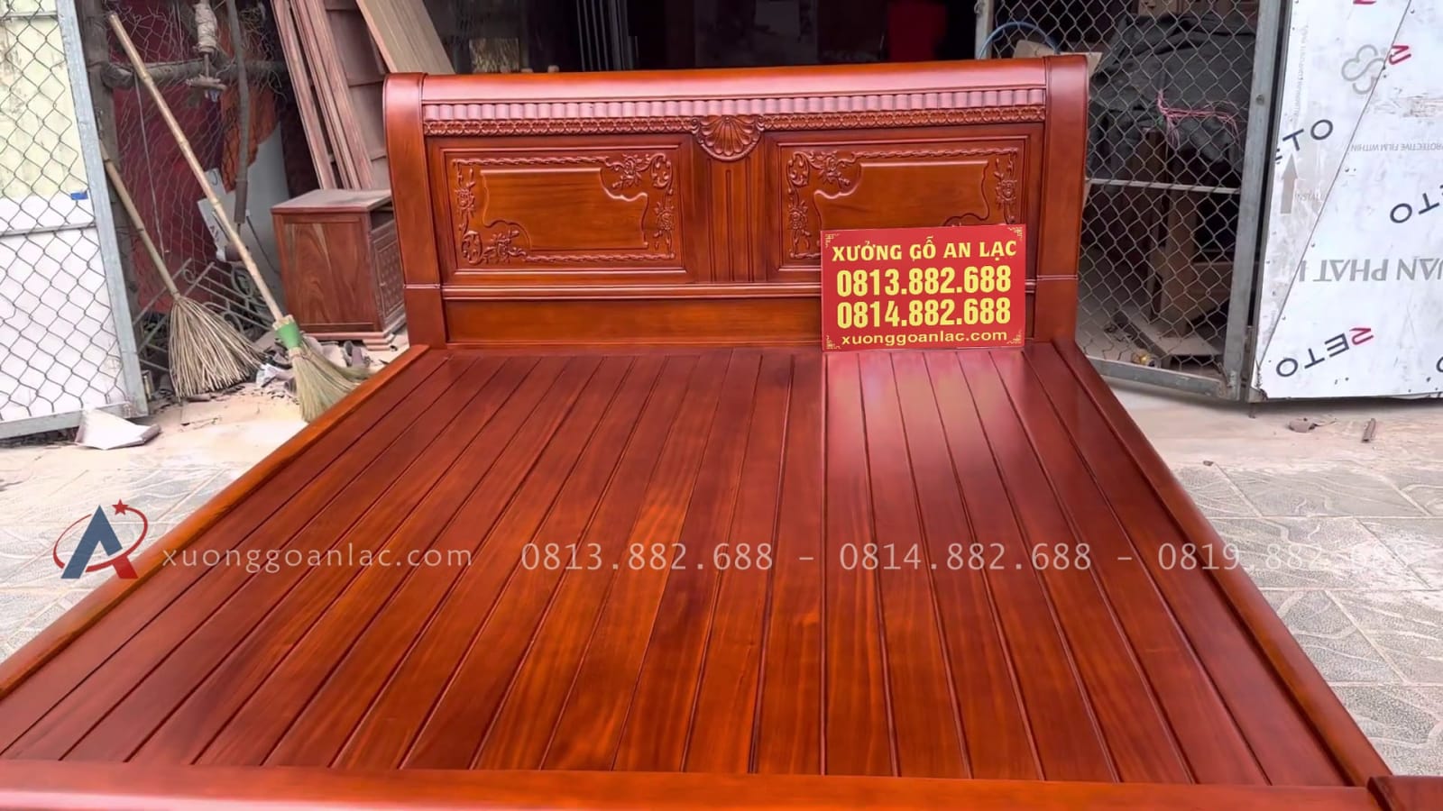 Giường ngủ chữ x gỗ Gõ sơn màu nâu Gụ 7 mẫu giường gỗ gõ đỏ
