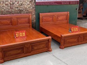 mẫu giường ngủ chữ x gỗ hương đá