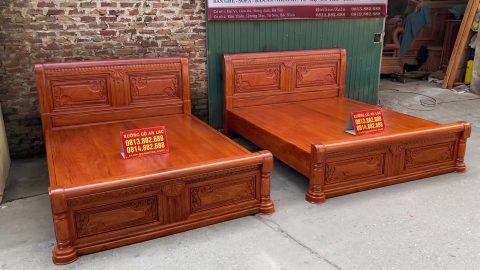 mẫu giường ngủ chữ x gỗ hương đá