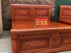 Bộ hai giường chữ X gỗ hương đá 10 mẫu giường ngủ gỗ hương đá