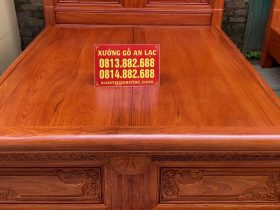 Bộ hai giường chữ X gỗ hương đá 13 đầu thấp cao 60cm