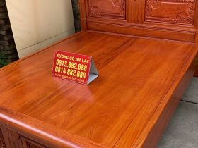 Bộ hai giường chữ X gỗ hương đá 16 giường ngủ dát phản tấm