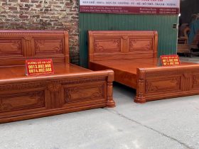 Bộ hai giường chữ X gỗ hương đá 17 combo 2 giường ngủ chữ X