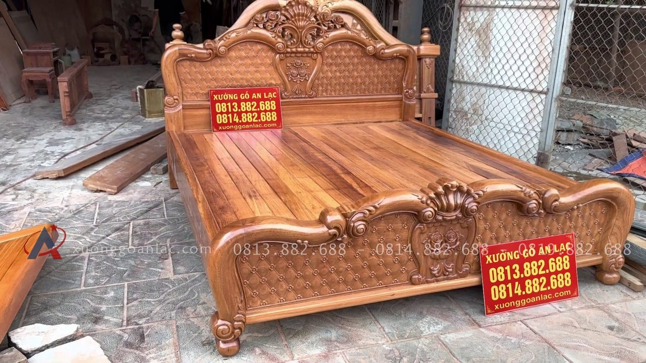 Mộc Giường hồng chim trĩ gỗ gõ đỏ 21 mẫu giường ngủ gỗ gõ đỏ 1m8 x 2m
