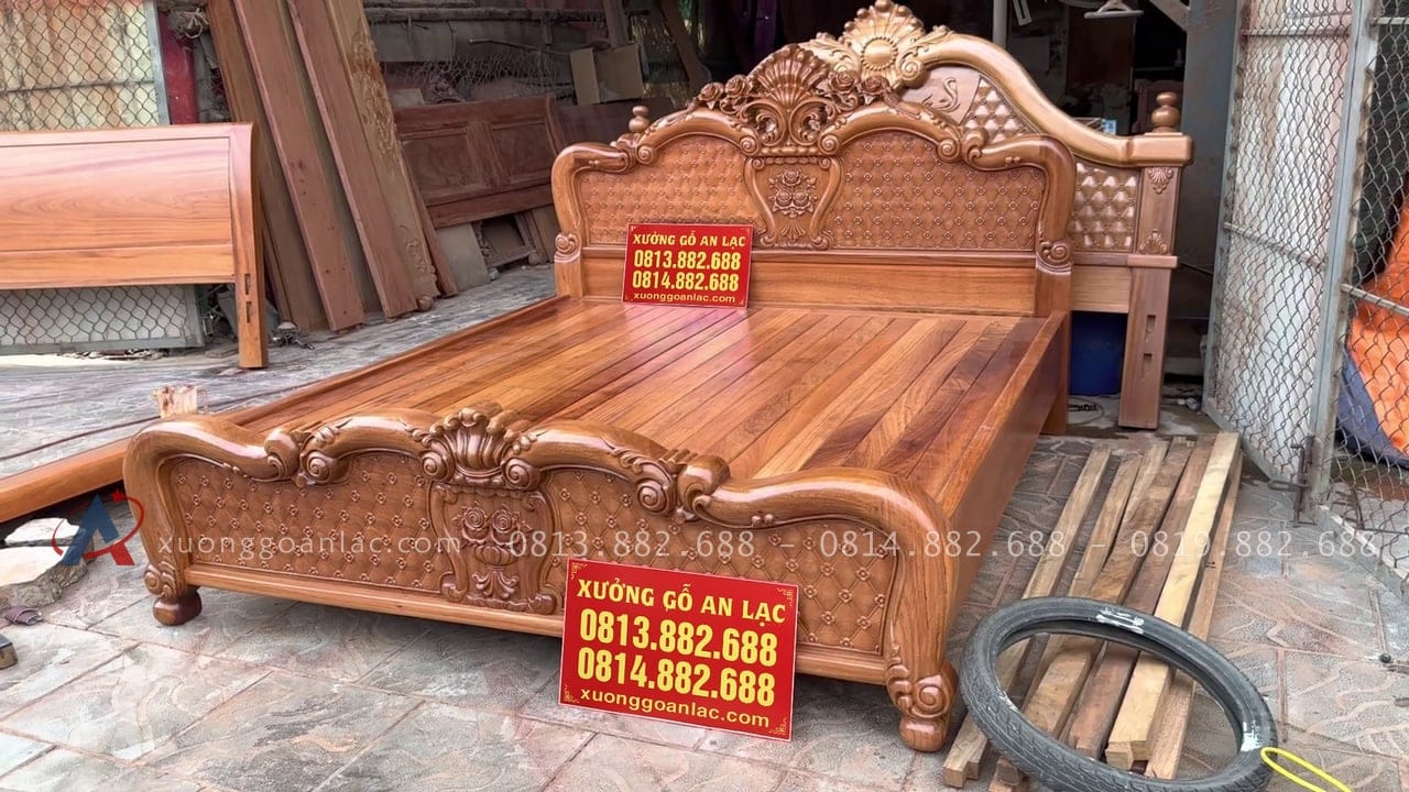 Mộc Giường hồng chim trĩ gỗ gõ đỏ 22 mẫu giường ngủ louis hoàng gia
