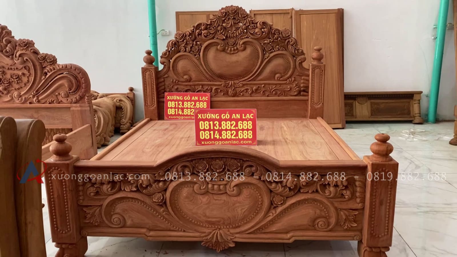 Giường ngủ mẫu hoa hồng nguyên khối gỗ hương đá 10 giường ngủ mẫu hoa hồng nguyên khối gỗ hương đá