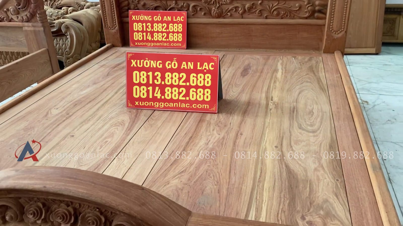 Giường ngủ mẫu hoa hồng nguyên khối gỗ hương đá 13 giường ngủ dát phản tấm