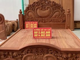 Giường ngủ mẫu hoa hồng nguyên khối gỗ hương đá 9 thiết kế giường ngủ chân vuông