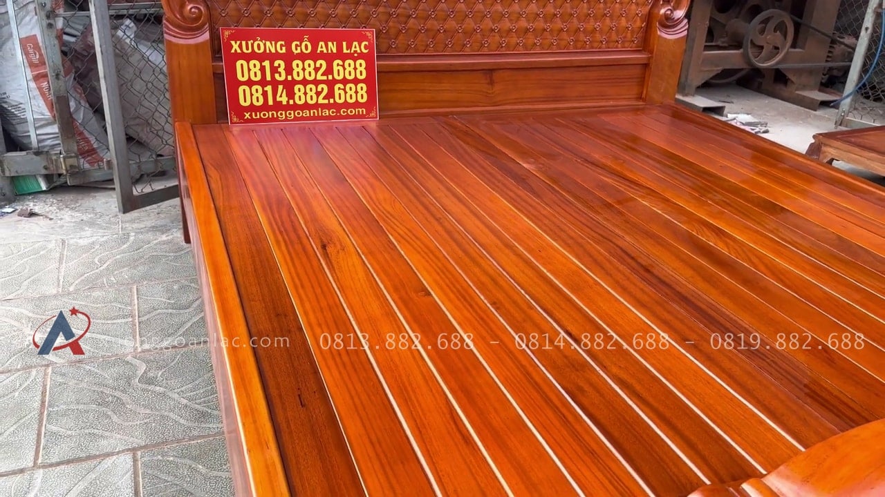 Giường ba khúc lan tây đục trám gõ đỏ 180x200cm 24 giường ngủ phản nan chắc chắn