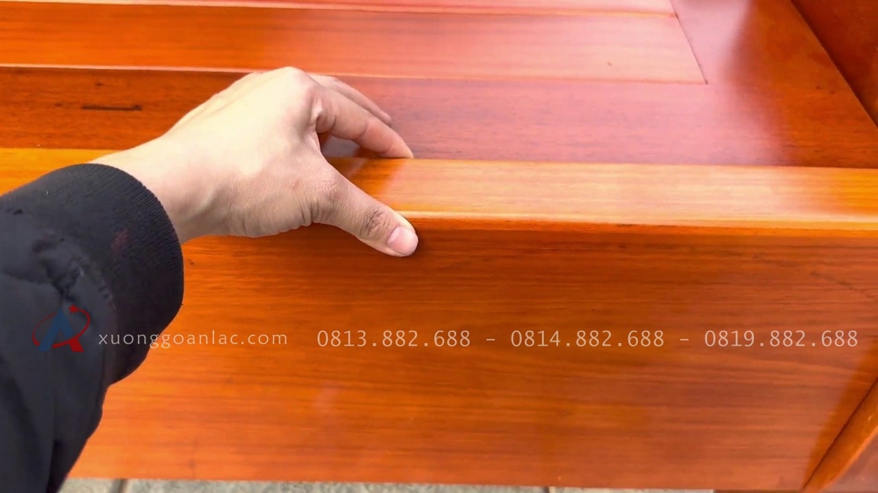 Giường ba khúc lan tây đục trám gõ đỏ 180x200cm 25 vài giường dày 5cm
