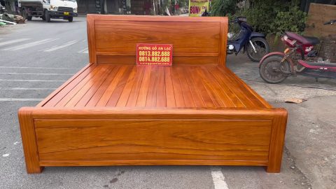 giường ngủ trơn hiện đại chất liệu gỗ gõ đỏ Nam Phi