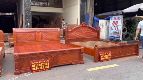 giường ngủ gỗ gõ đỏ Nam Phi cao cấp