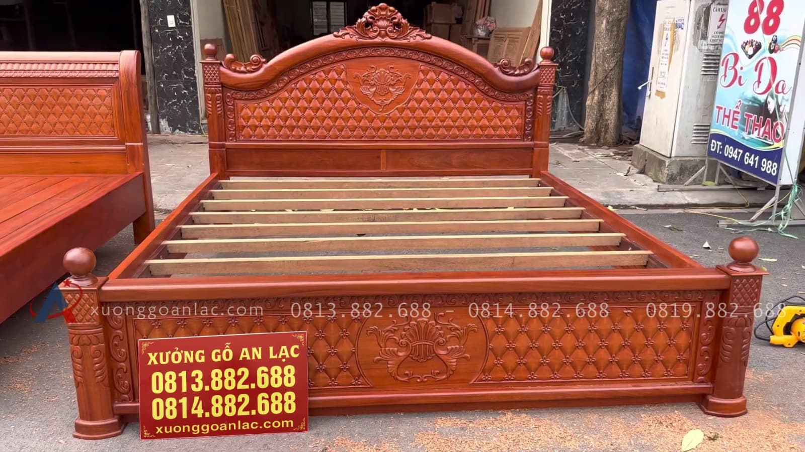Báo giá 2 mẫu giường ngủ gỗ gõ đỏ Nam Phi cao cấp 14 mẫu giường louis hoàng gia