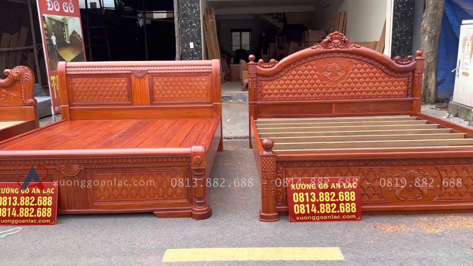 Báo giá 2 mẫu giường ngủ gỗ gõ đỏ Nam Phi cao cấp 16 hai mẫu giường gỗ gõ đỏ cao cấp