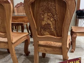 Bộ bàn ăn nguyên khối 8 ghế louis gỗ hương đá siêu vân hàng vip (Anh Sĩ, Điện Biên) 20 ghế ăn gỗ hương louis