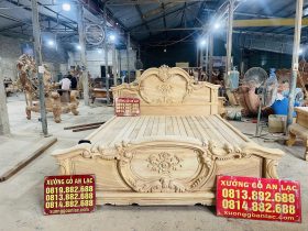 mẫu giường ngủ hoàng gia gỗ gõ đỏ cao cấp