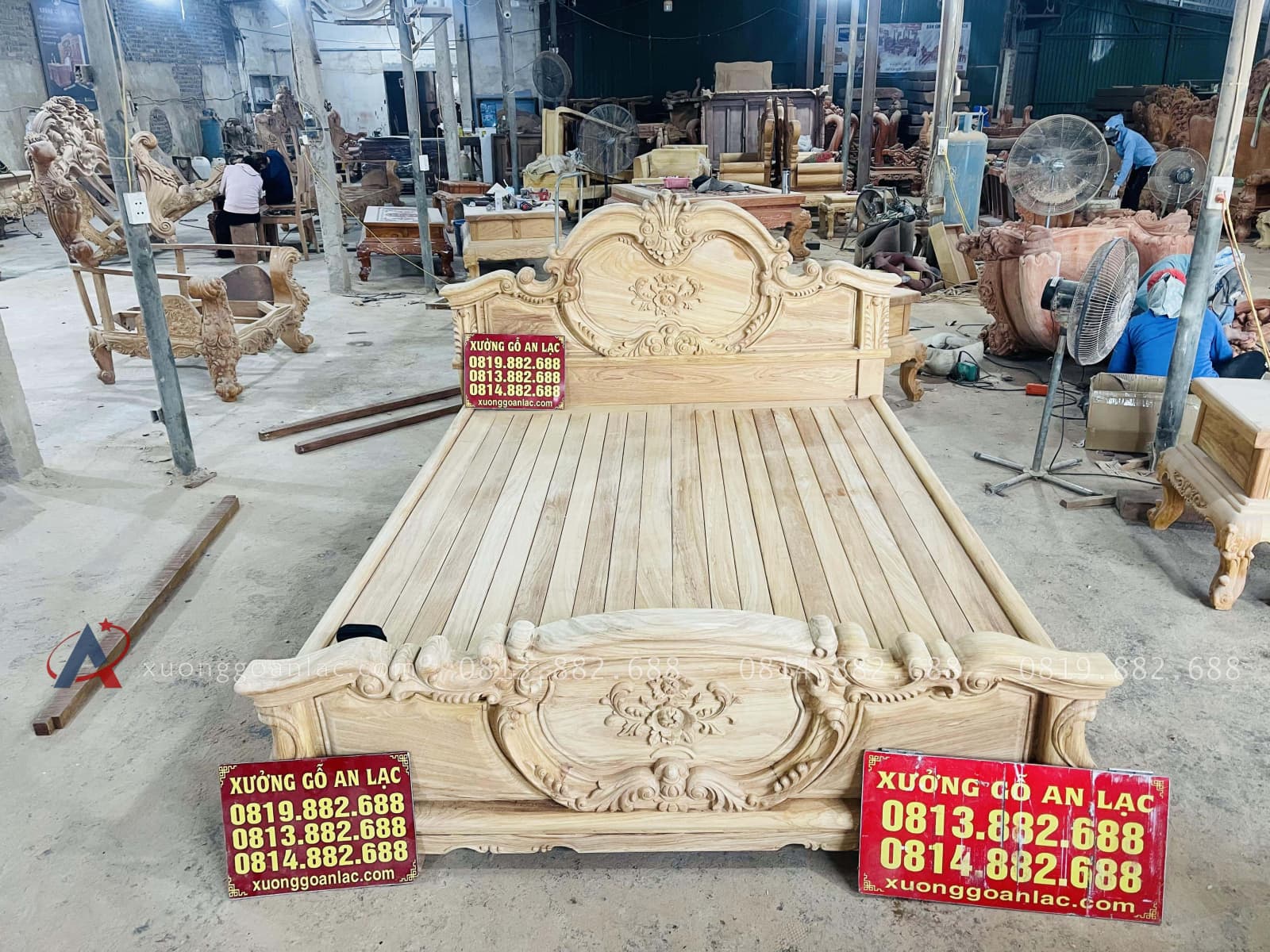 Mẫu giường hoàng gia gỗ gõ đỏ cao cấp 20 giường ngủ 1m7x2m