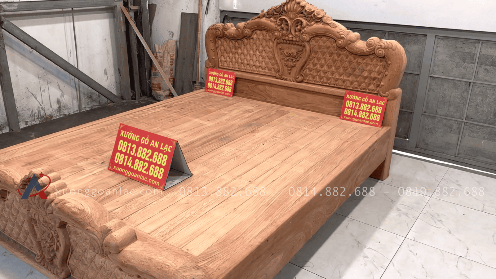 Mẫu giường hồng trĩ gỗ hương đá (mộc thô) 19 Bản mộc mẫu giường hồng trĩ