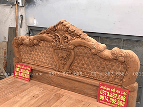 Mẫu giường hồng trĩ gỗ hương đá (mộc thô) 11 đầu giường hồng trĩ đục họa tiết thủ công