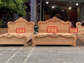 mẫu giường louis hoa hồng trám bi gỗ gõ đỏ
